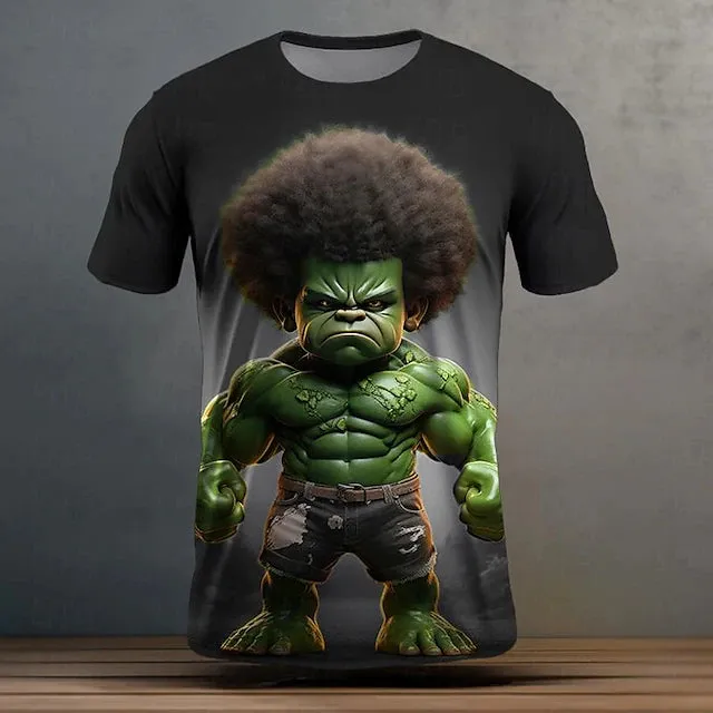 Funny Cartoon Men's Street Style 3D Print T shirt Tee Sports Outdoor