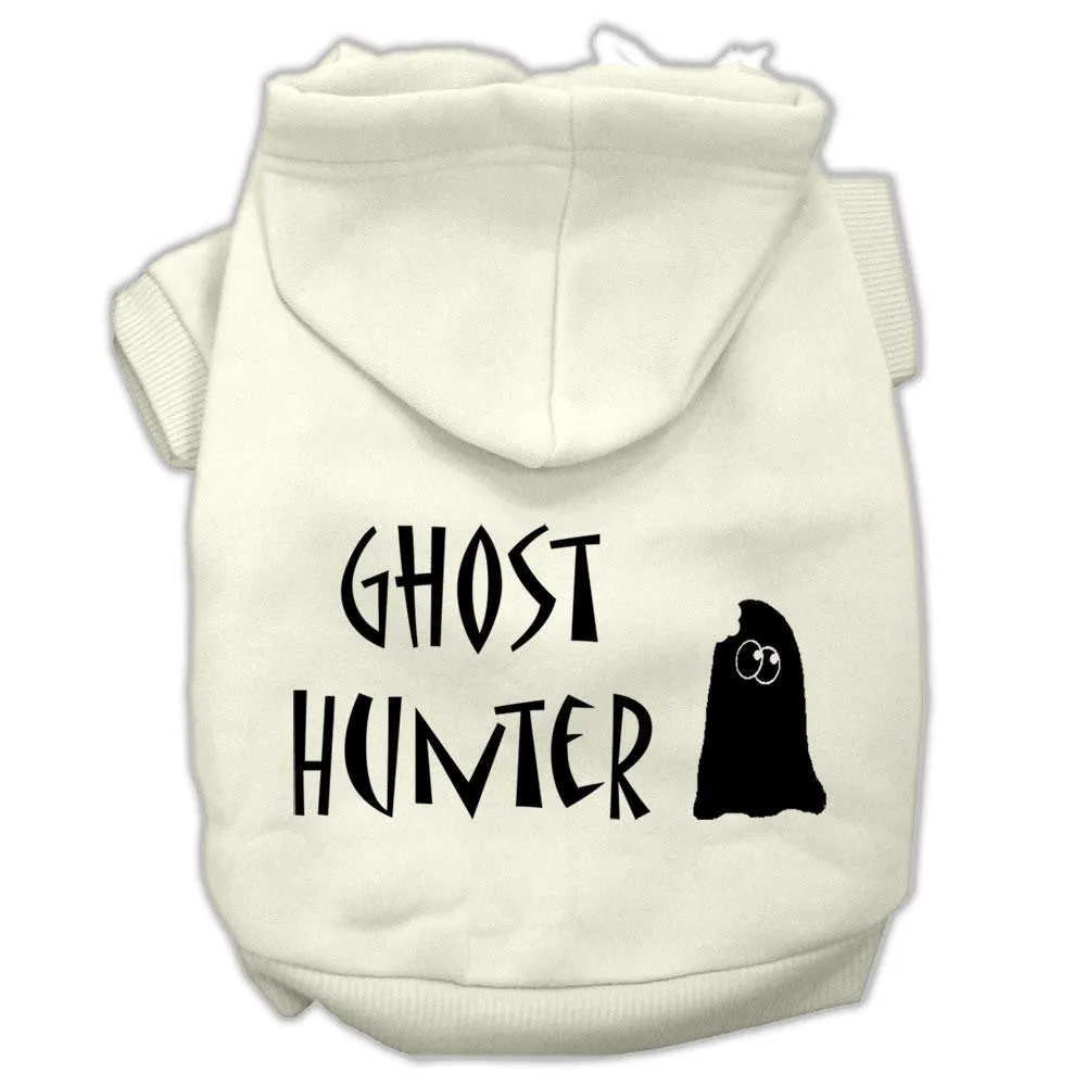 Ghost Hunter Screen Print Pet Hoodies Cream with Black Lettering XS (8)