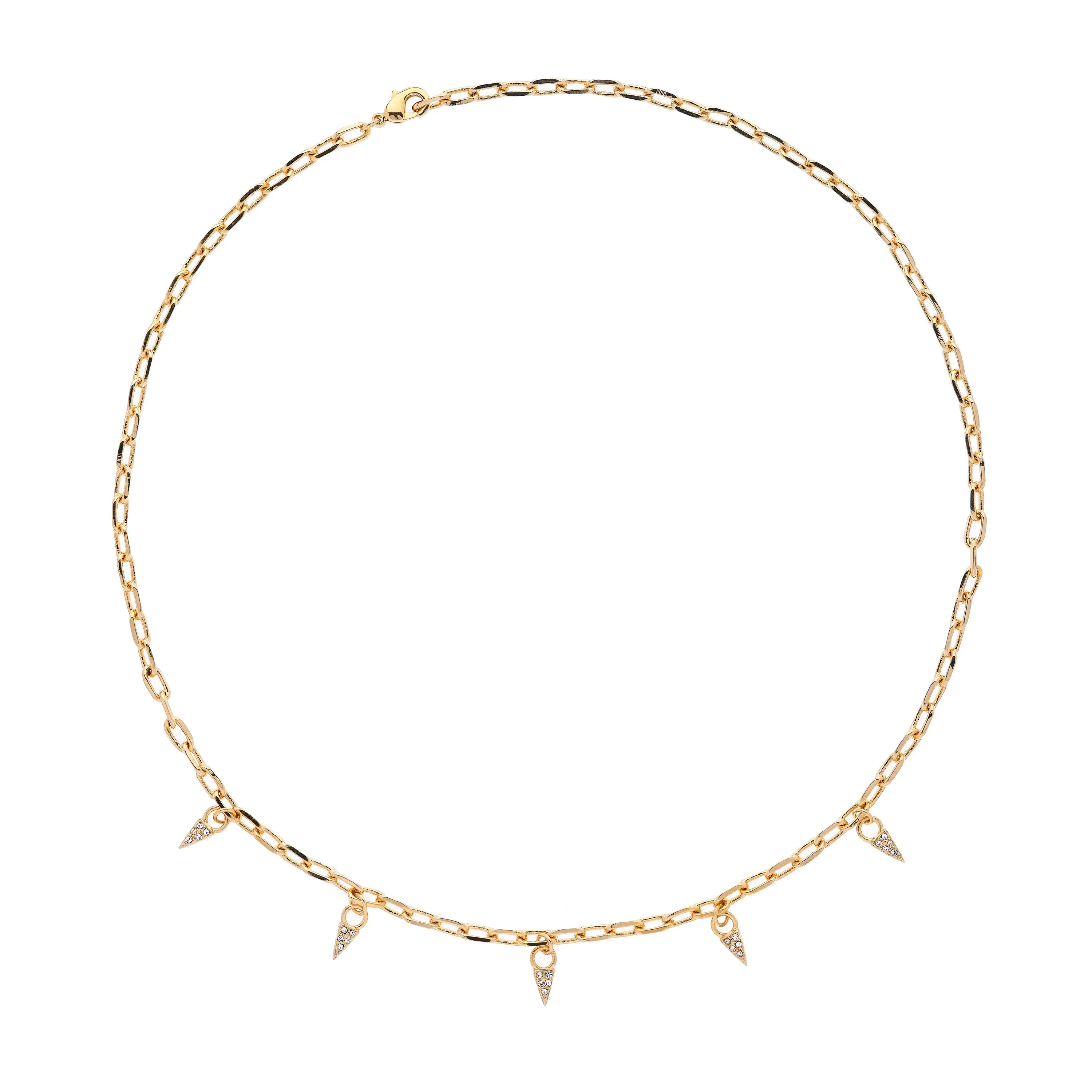 Gold & Crystal Droplet Chain Necklace