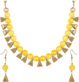 Gold Plated Fancy Plain Yellow Jewellery Set for Women & Girls