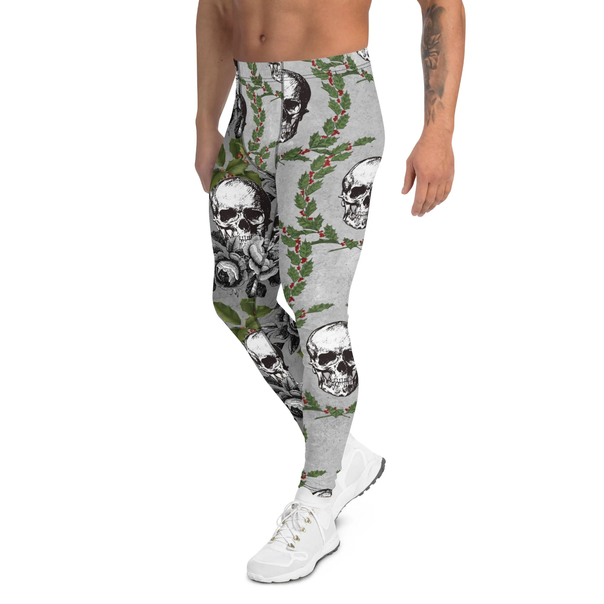 Goth Ugly Christmas Skull Leggings – Dark Holiday Style for Men