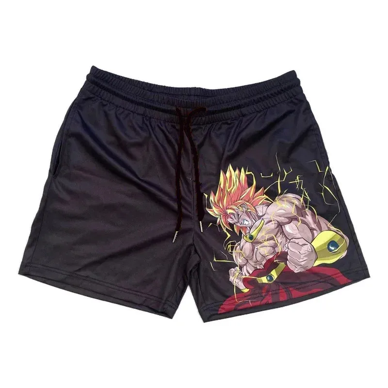 Graphic anime mesh summer shorts