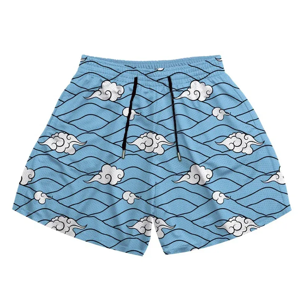 Graphic anime mesh summer shorts