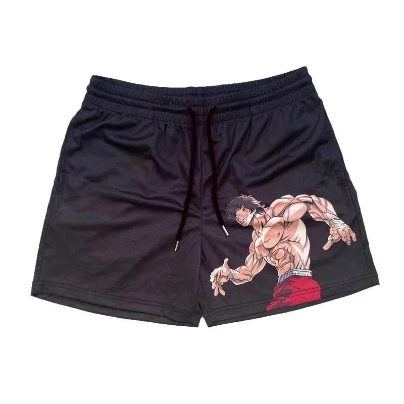 Graphic anime mesh summer shorts