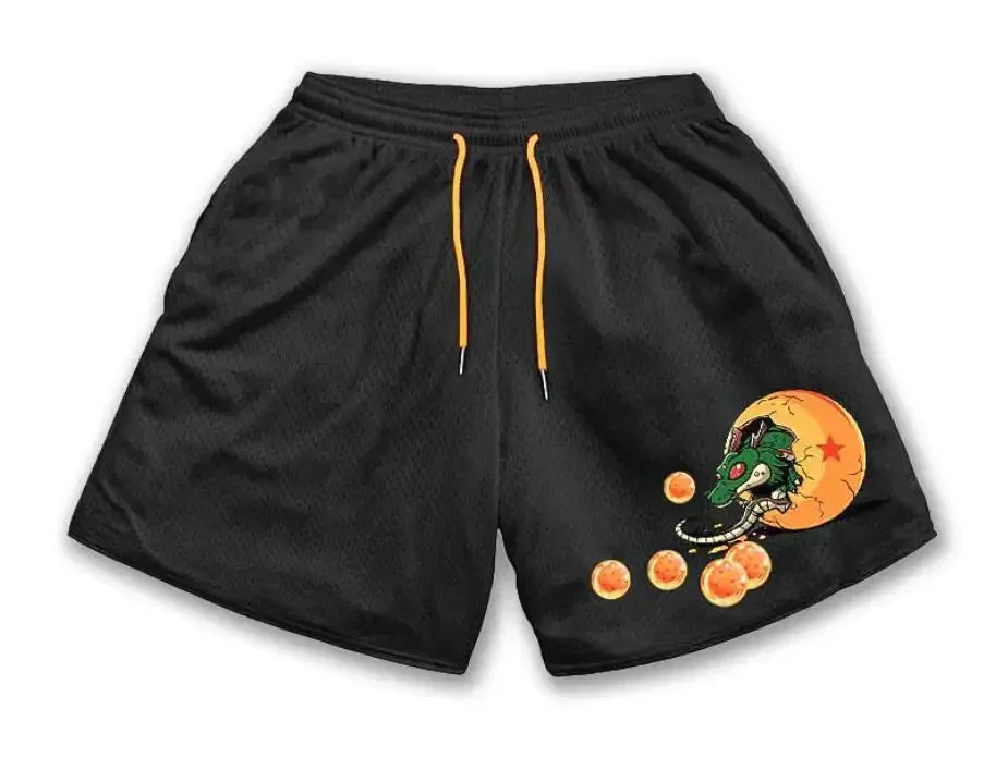 Graphic anime mesh summer shorts