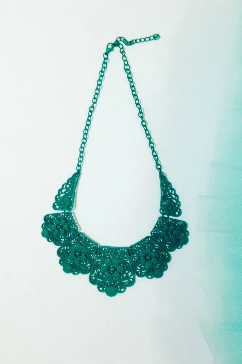 Green Lace Bib Statement Necklace