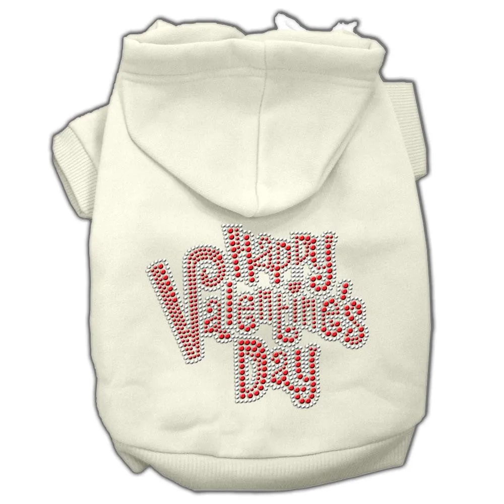 Happy Valentines Day Rhinestone Hoodies Cream XS (8)