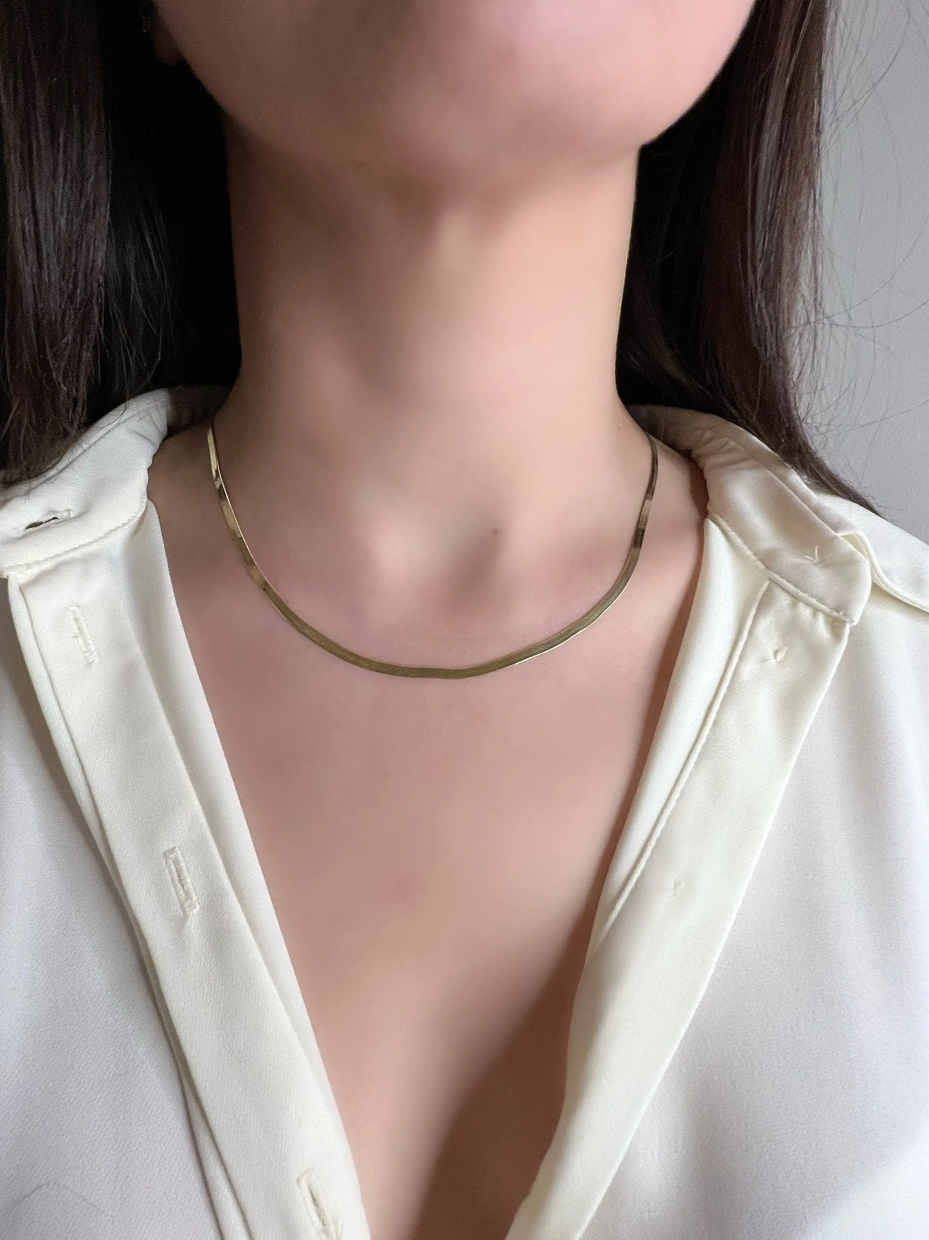 Herringbone Necklace in Gold| Snake Chain Necklace in Rose Gold| Flat Snake Chain in Silver| Flat Snake Chain| Gold Plated Layering Necklace