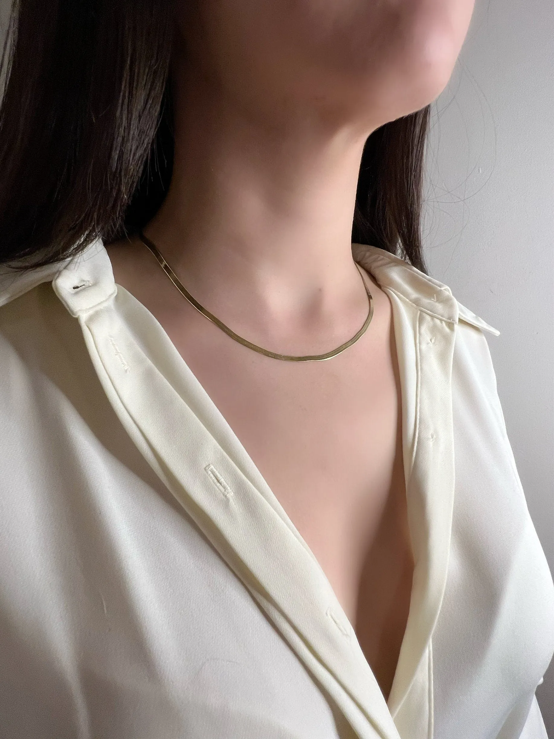 Herringbone Necklace in Gold| Snake Chain Necklace in Rose Gold| Flat Snake Chain in Silver| Flat Snake Chain| Gold Plated Layering Necklace