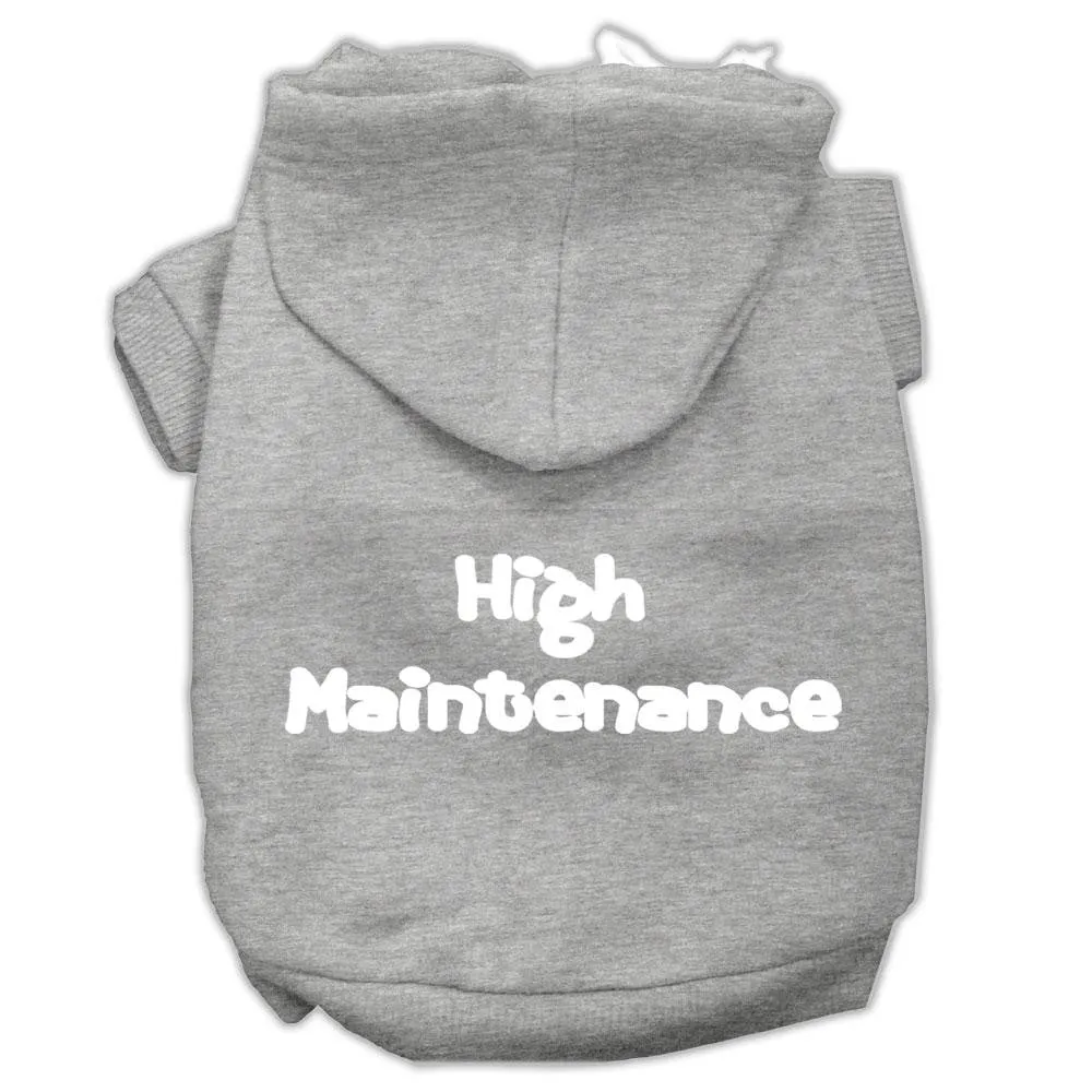 High Maintenance Screen Print Pet Hoodies Grey Xs (8)