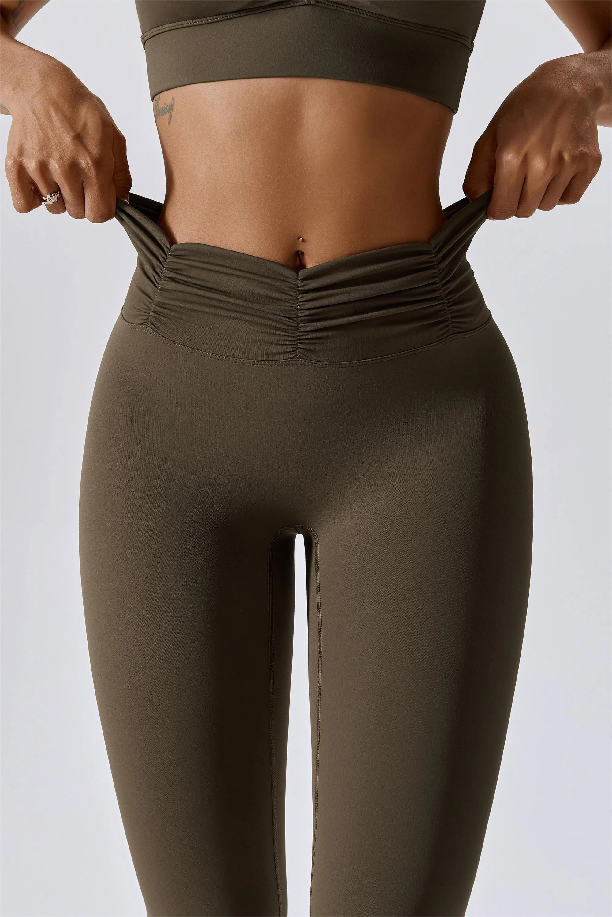 High-Rise Ruched Waistband Leggings