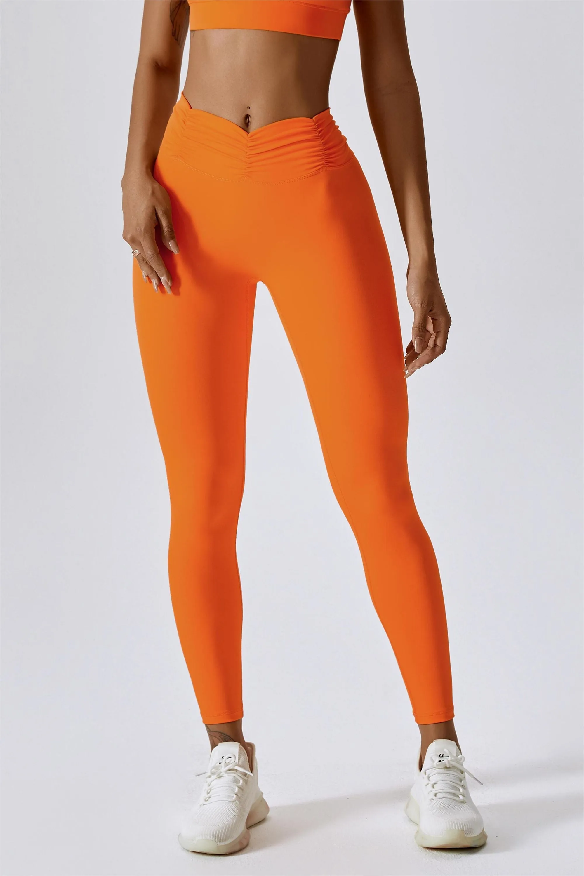 High-Rise Ruched Waistband Leggings