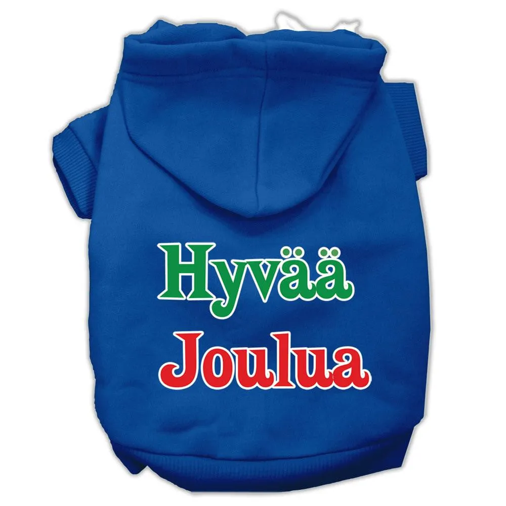 Hyvaa Joulua Screen Print Pet Hoodies Blue XXL (18)