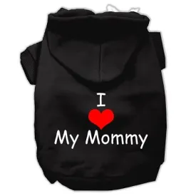 I Love My Mommy Screen Print Pet Hoodies Black Size XS (8)