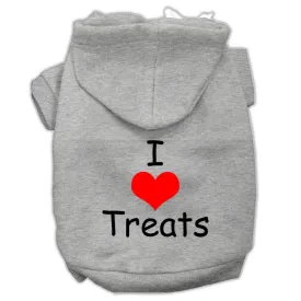 I Love Treats Screen Print Pet Hoodies Grey Size Xxxl (20)