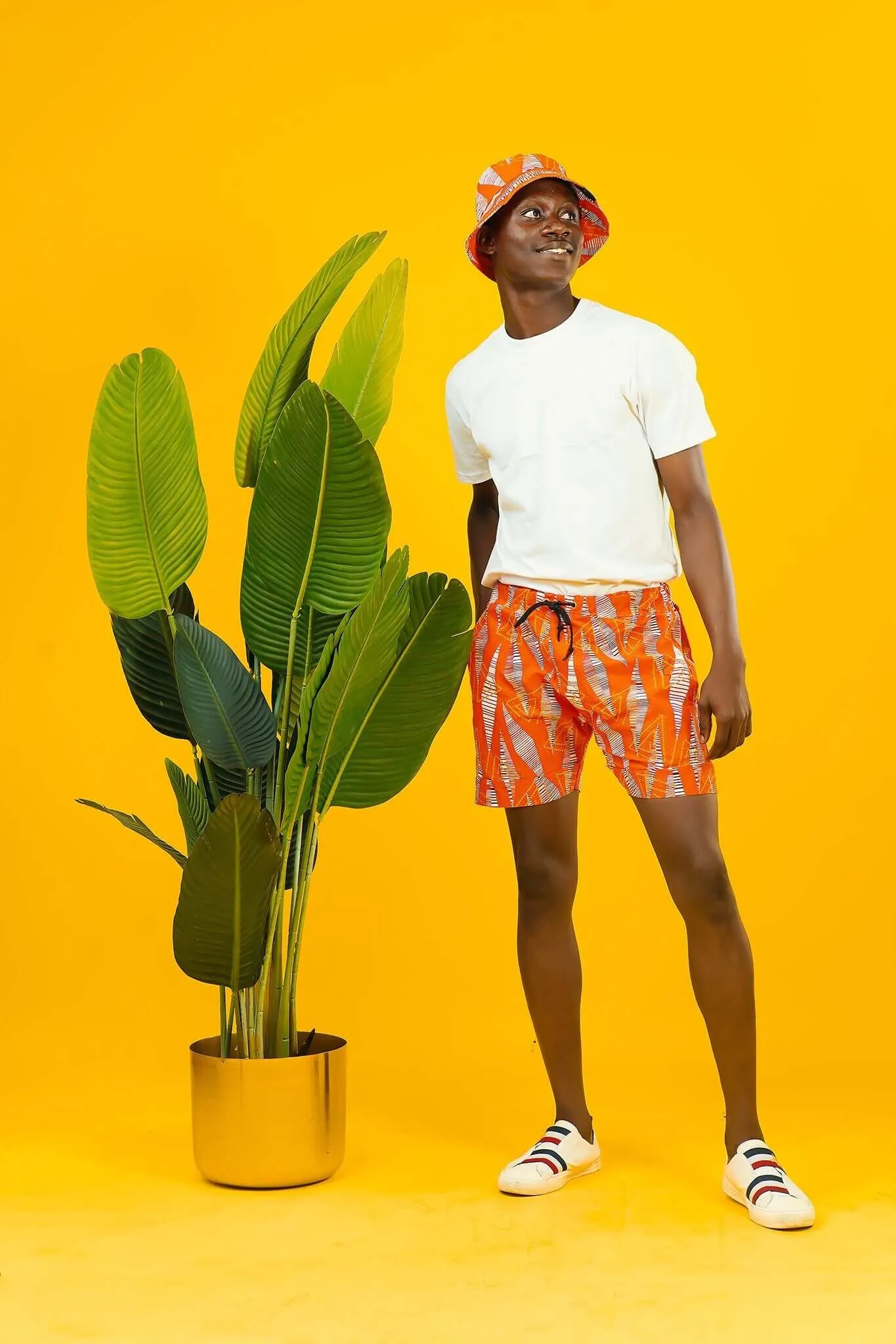 Ishy Bamba Orange Mid Length Shorts