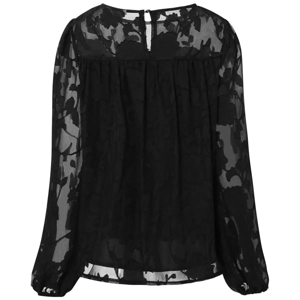 Jacquard Long Sleeve Chiffon Blouse