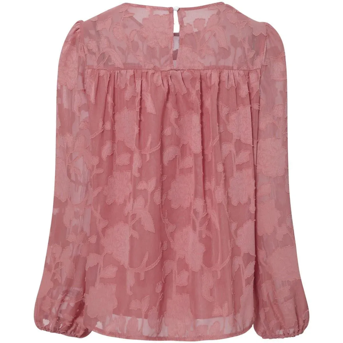 Jacquard Long Sleeve Chiffon Blouse