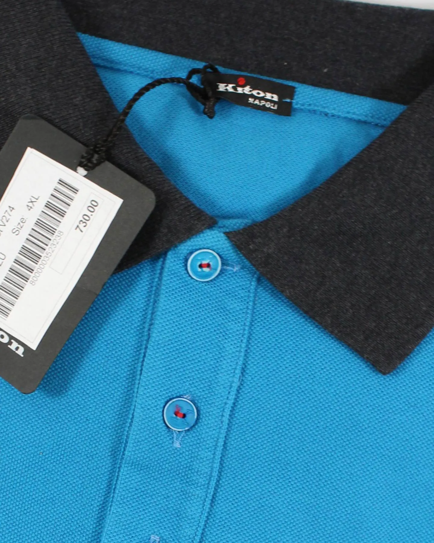 Kiton Polo Shirt Aqua Blue EU 56 / XXL