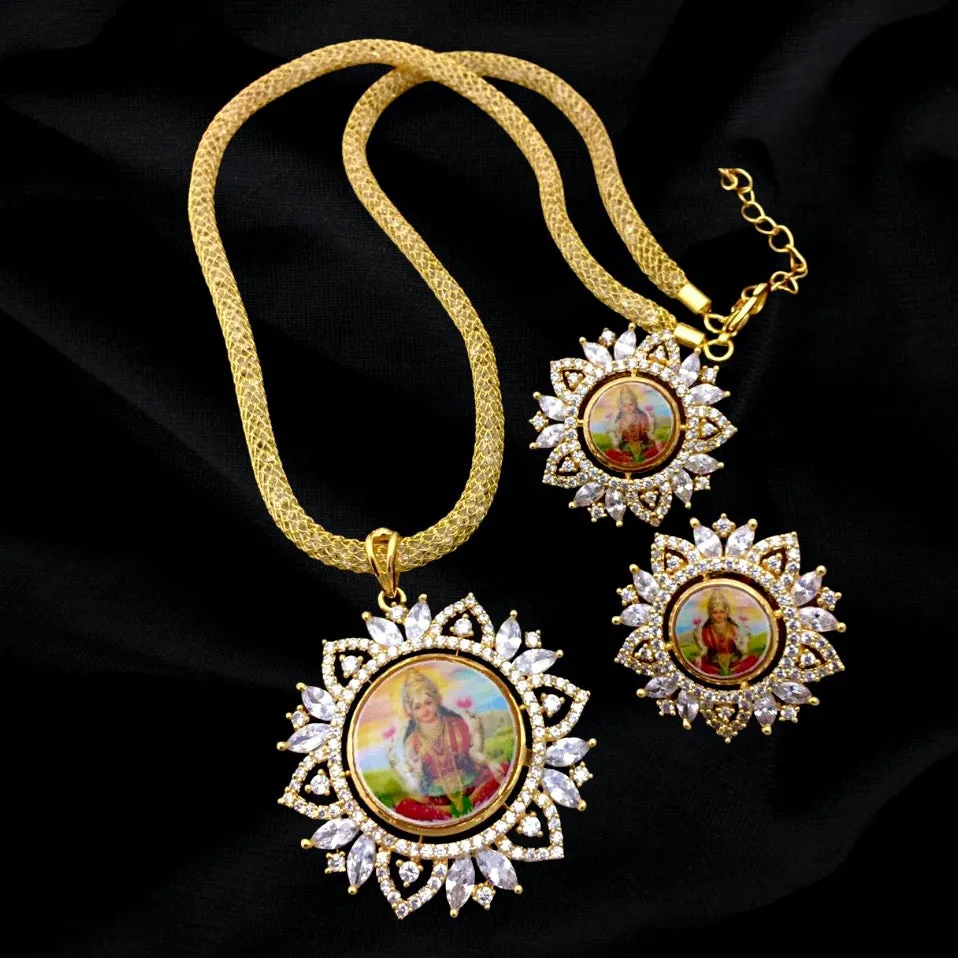 Lakshmi AD Zircon Pendant & Earrings Set