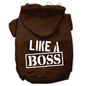 Like a Boss Screen Print Pet Hoodies Brown Size XS (8)