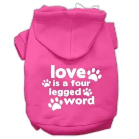 Love is a Four Leg Word Screen Print Pet Hoodies Bright Pink Size XXL (18)