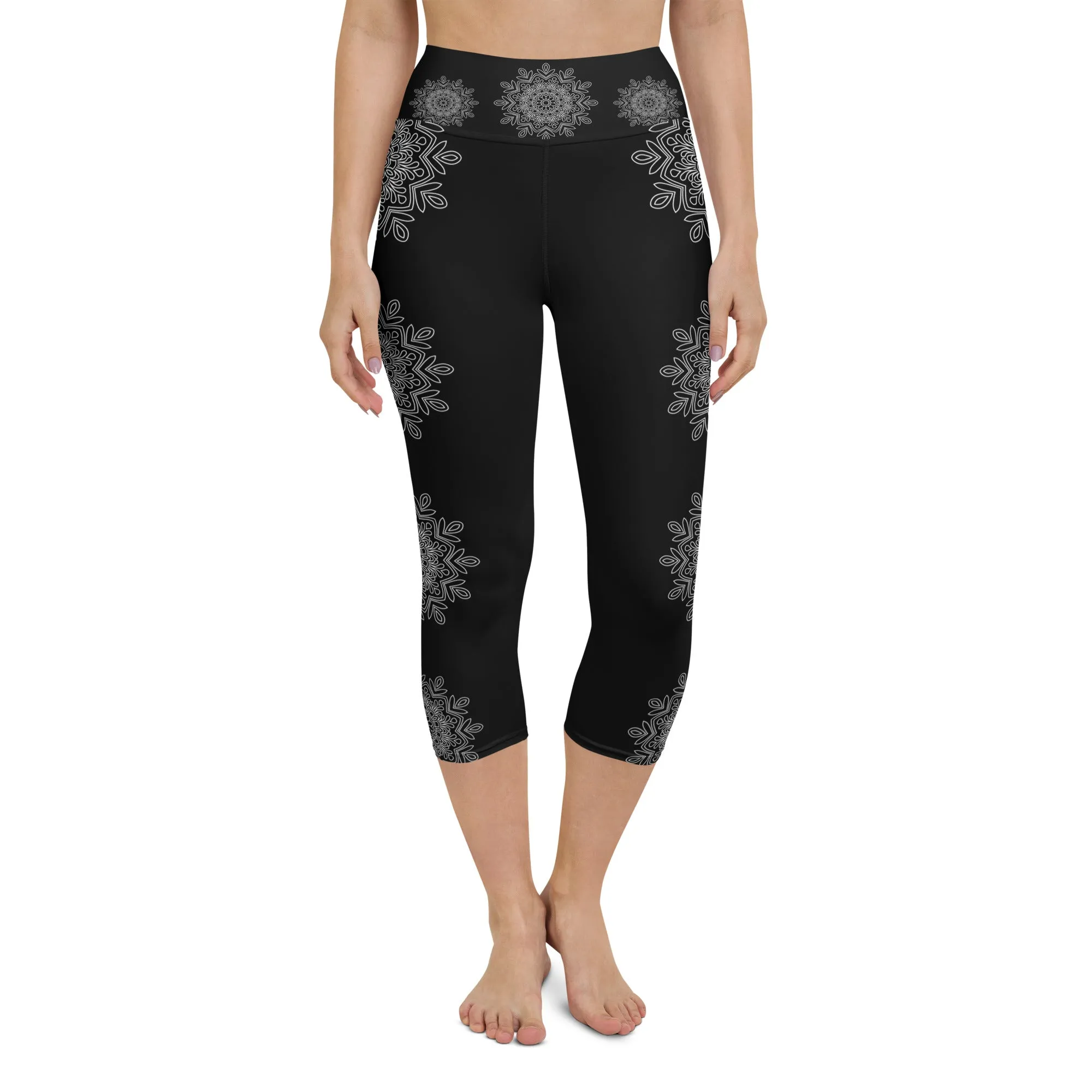 Mandala Circles Yoga Capri Leggings | Fitness Capri Leggings, lioness-love