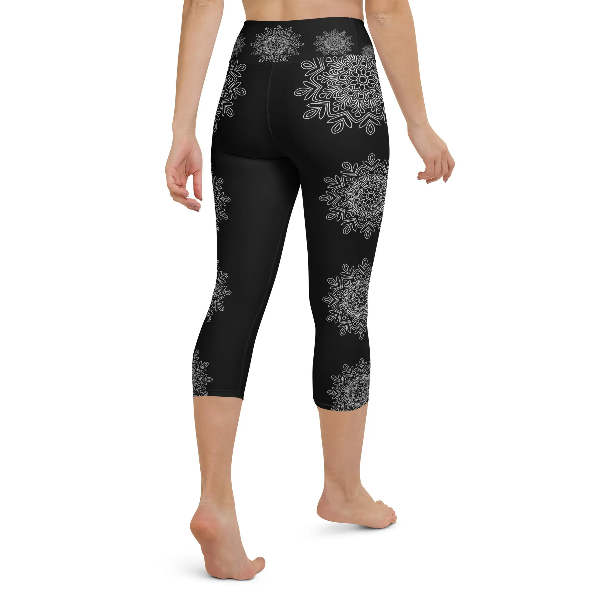 Mandala Circles Yoga Capri Leggings | Fitness Capri Leggings, lioness-love