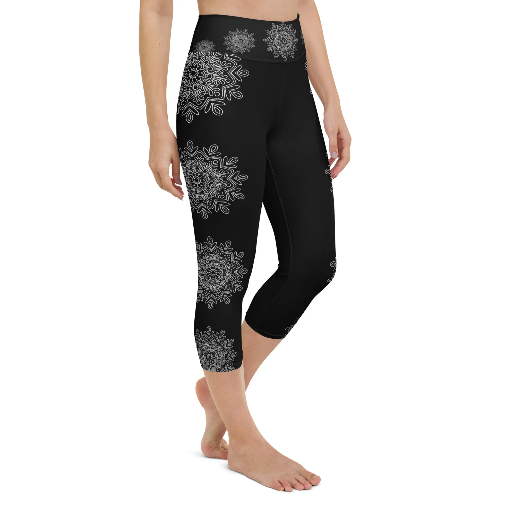 Mandala Circles Yoga Capri Leggings | Fitness Capri Leggings, lioness-love