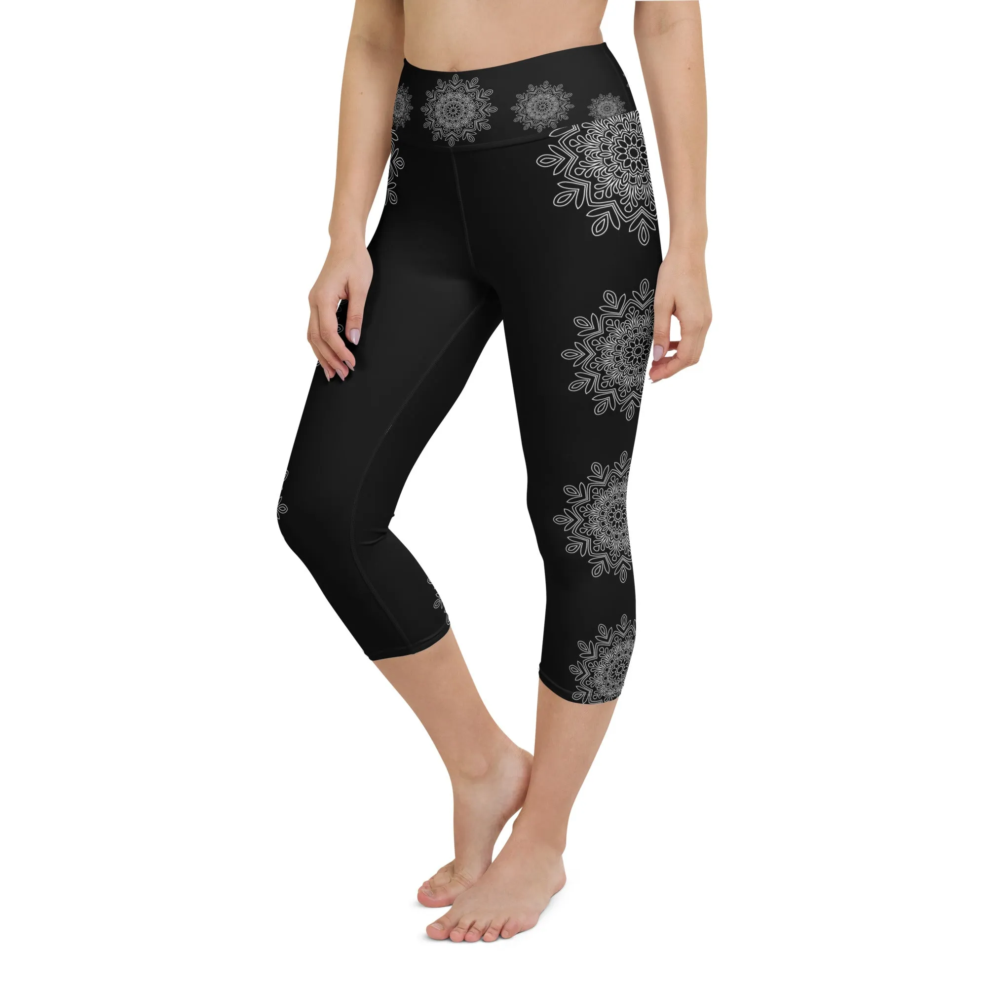 Mandala Circles Yoga Capri Leggings | Fitness Capri Leggings, lioness-love