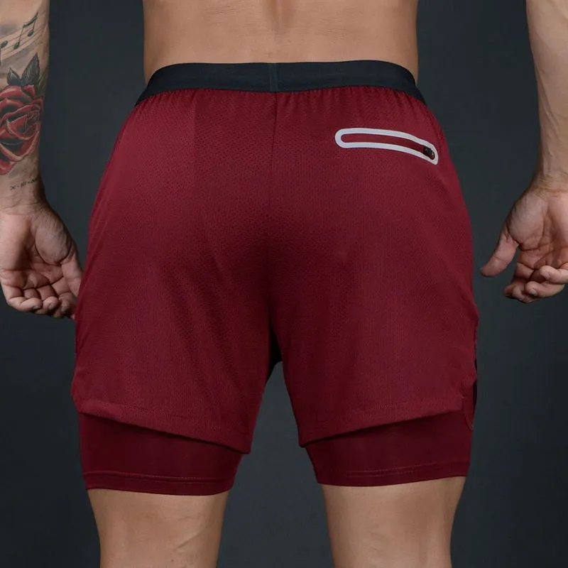 Men Breathable Quick Dry Basketball Shorts High Elastic Workout Shorts Inside Pockets Gym Shorts | DK45