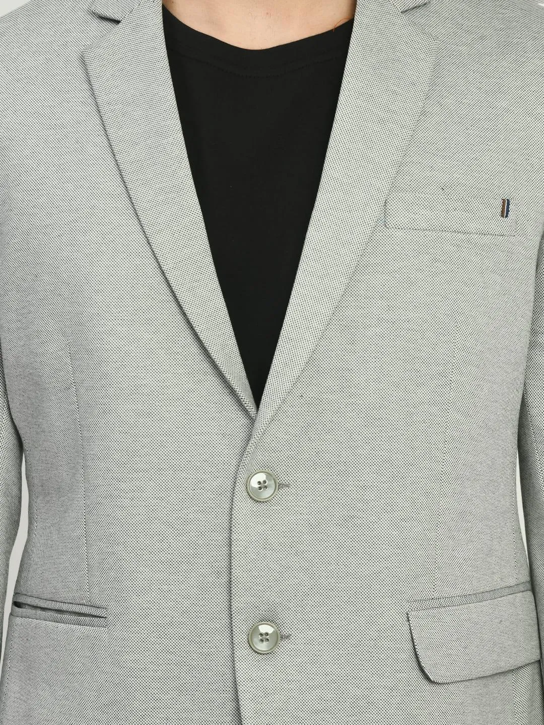 Men's Grey Dotted Cotton Notched Lapel Blazer