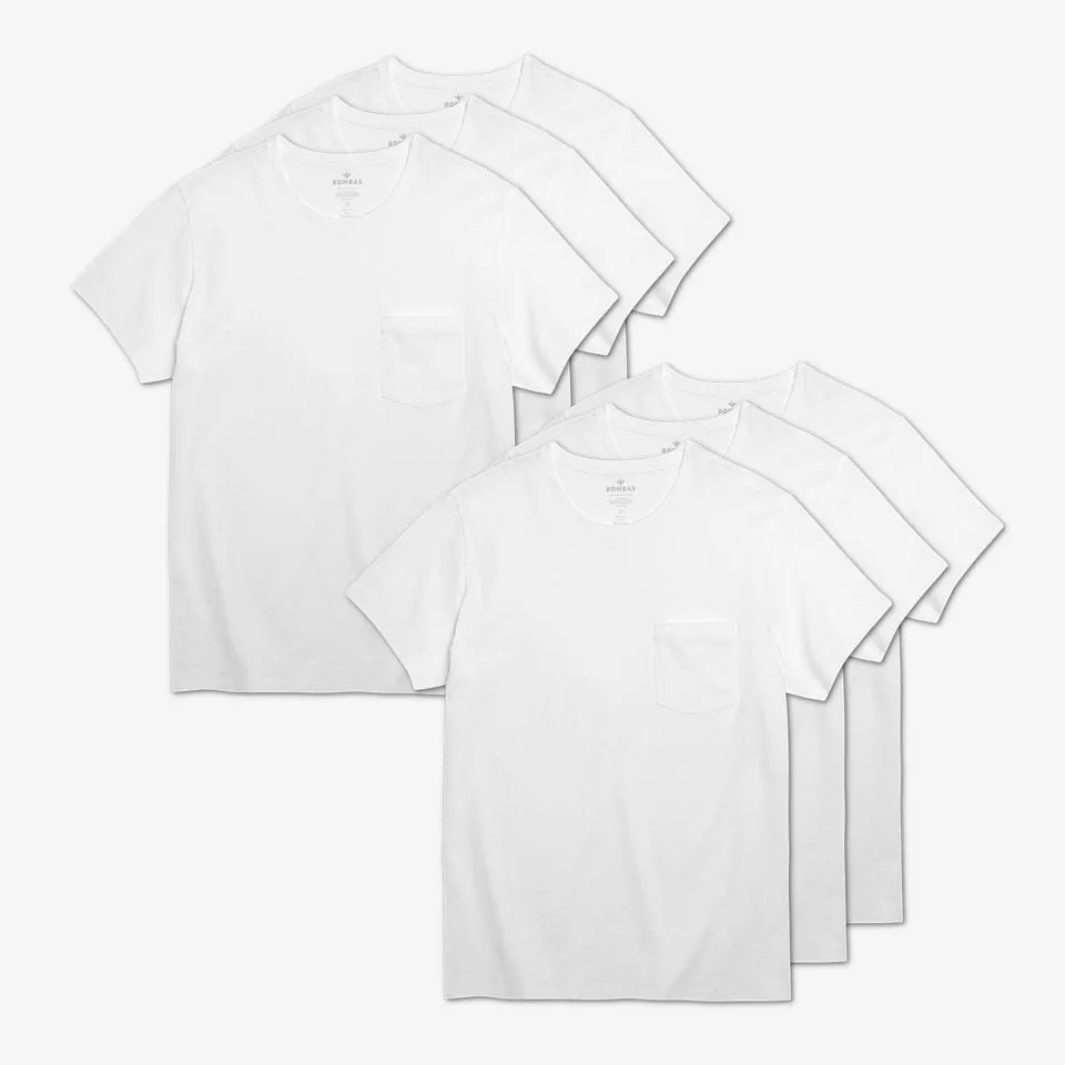 Men's Pima Cotton Pocket Crew Neck T-Shirt 6-Pack