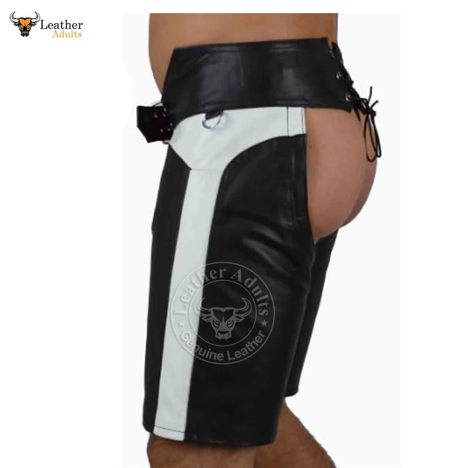 Men’s Real Cowhide Leather Shorts Knees Long Shorts Leather Chaps