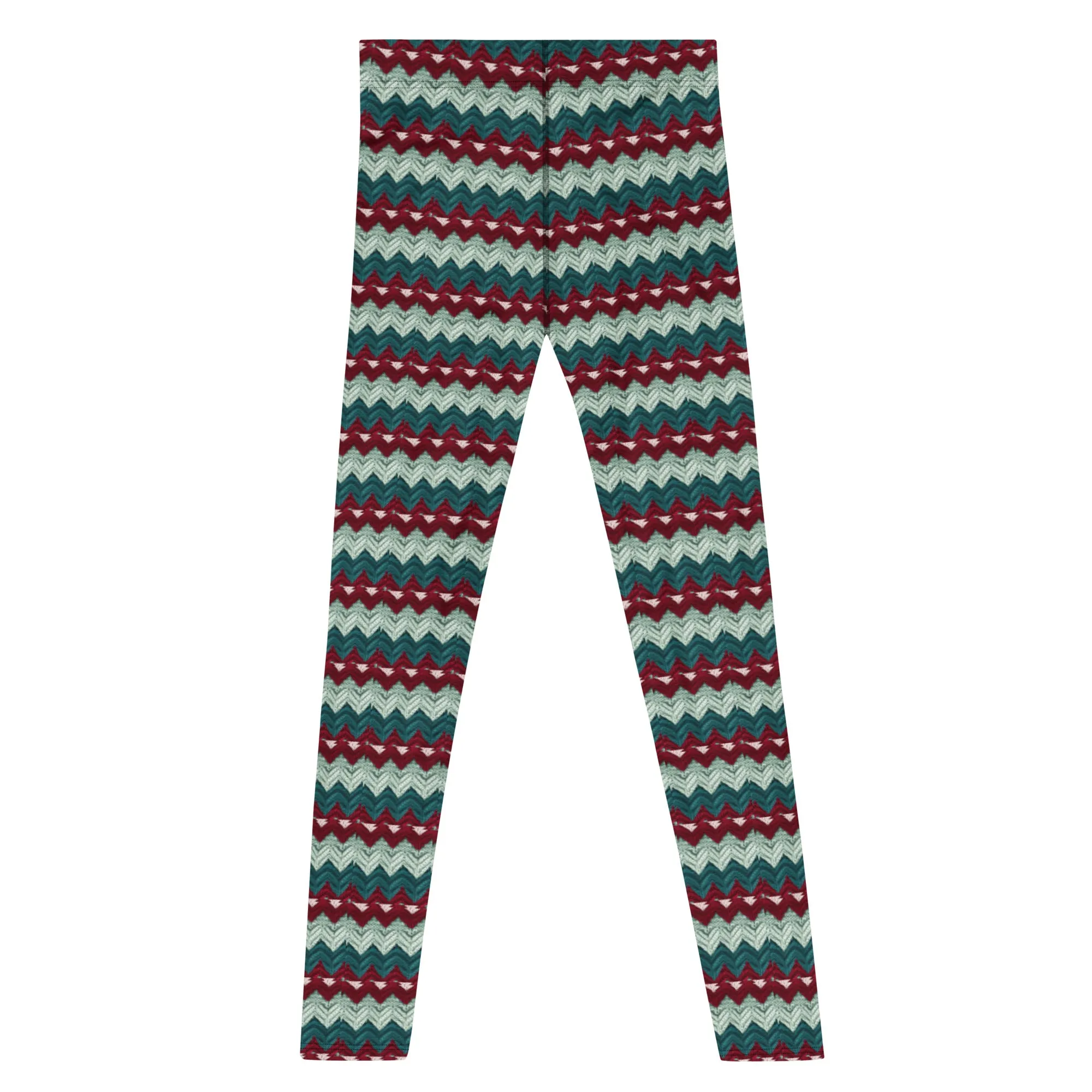 Men's Ugly Christmas Holiday Leggings | Green, Red, Stripes