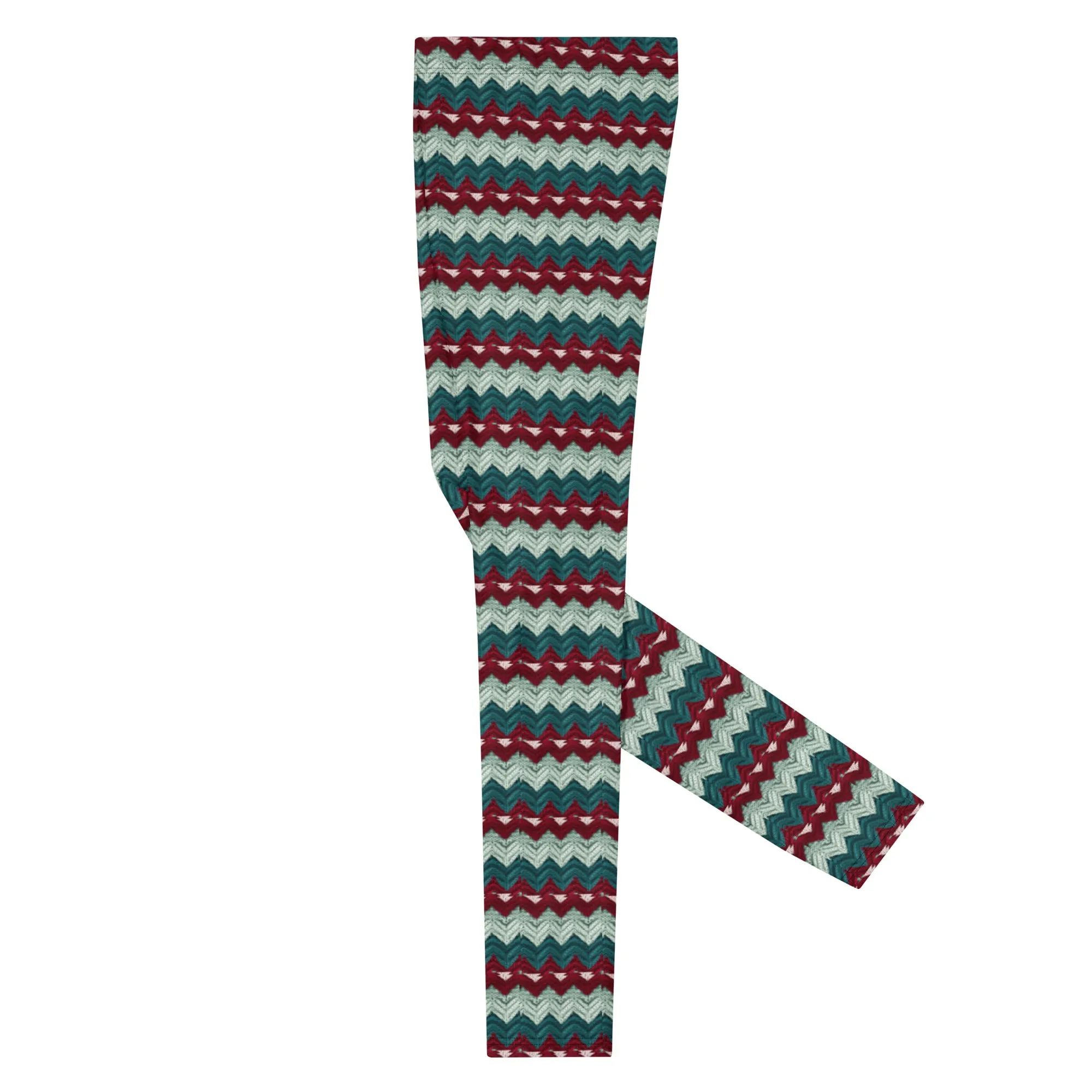 Men's Ugly Christmas Holiday Leggings | Green, Red, Stripes