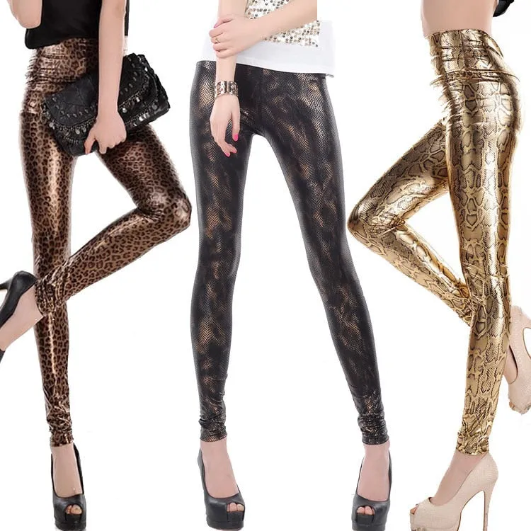 Metallic Animal Print Leggings