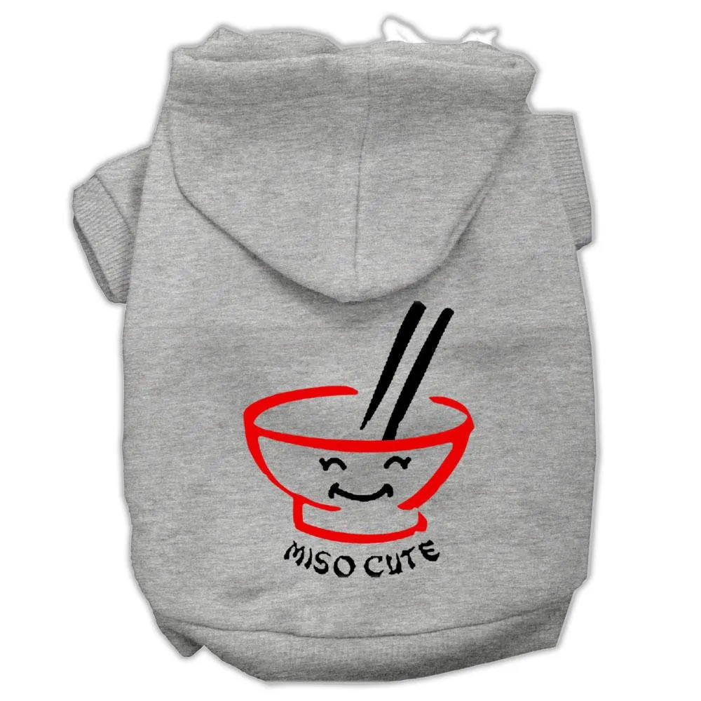 Miso Cute Screen Print Pet Hoodies Grey Size Lg (14)