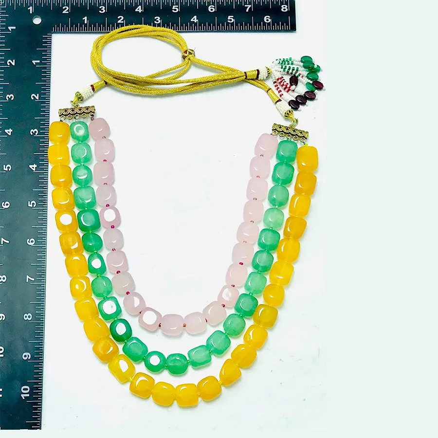 Multicolor Layered Stone Beaded Necklace