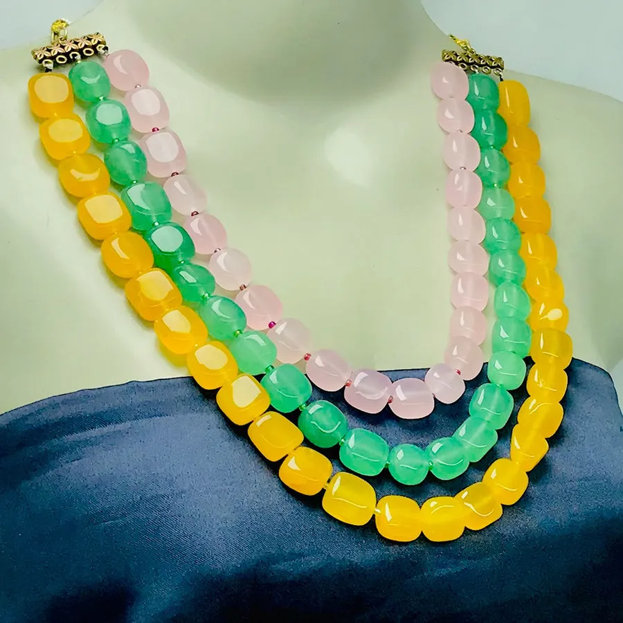 Multicolor Layered Stone Beaded Necklace