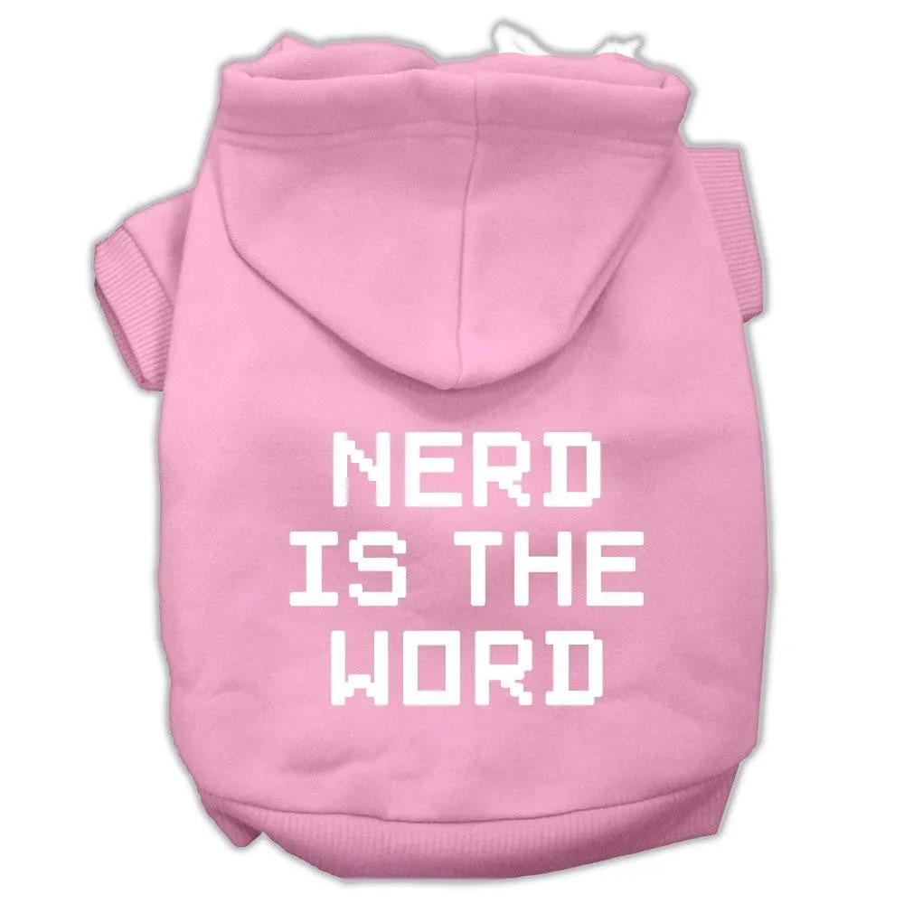 Nerd Is The Word Screen Print Pet Hoodies Light Pink Size S (10)