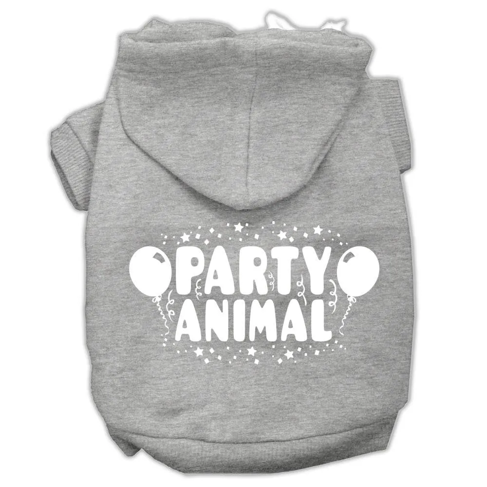 Party Animal Screen Print Pet Hoodies Grey Size Xs (8)