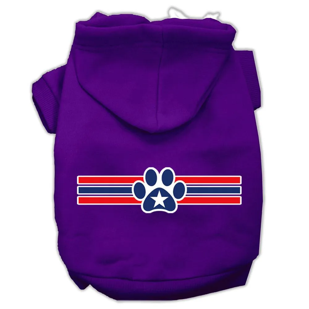 Patriotic Star Paw Screen Print Pet Hoodies Purple Size L (14)