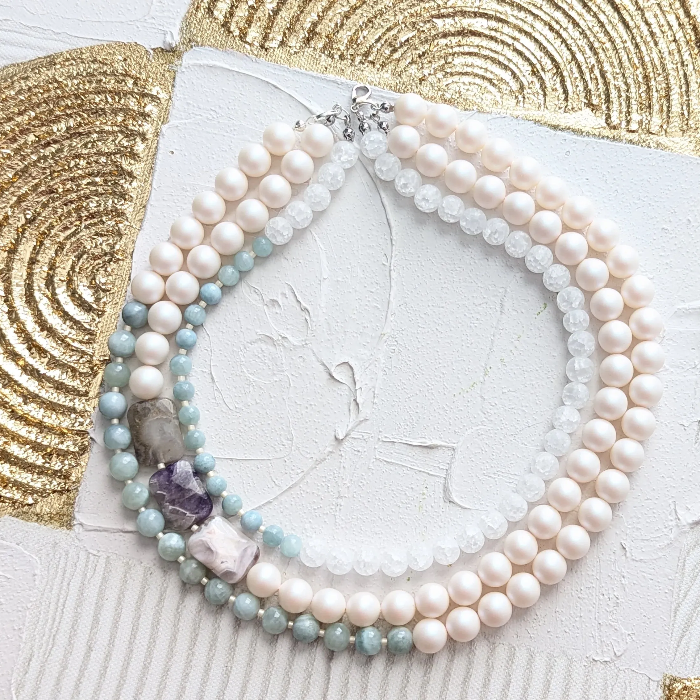 Pearl Layered Necklace with Ice Quartz