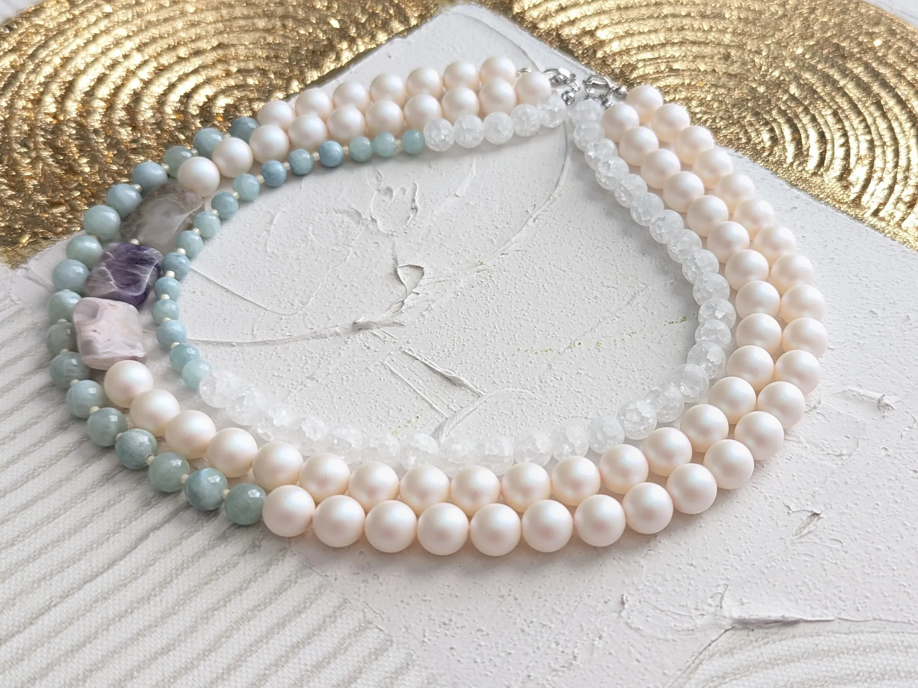 Pearl Layered Necklace with Ice Quartz