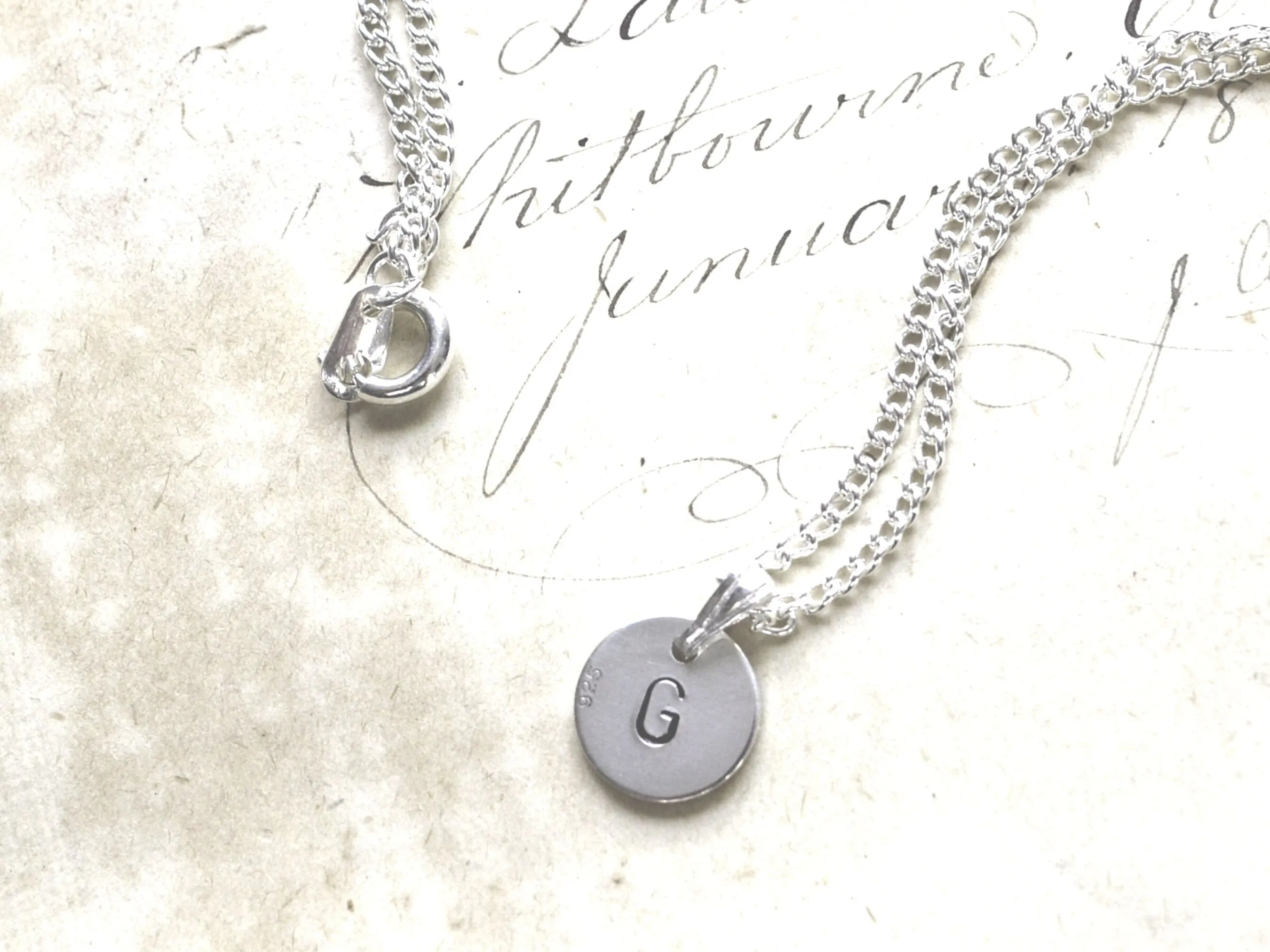 Personalised Initial Necklace// monogram layering necklace, silver name pendant, disc letter pendant, engraved jewellery