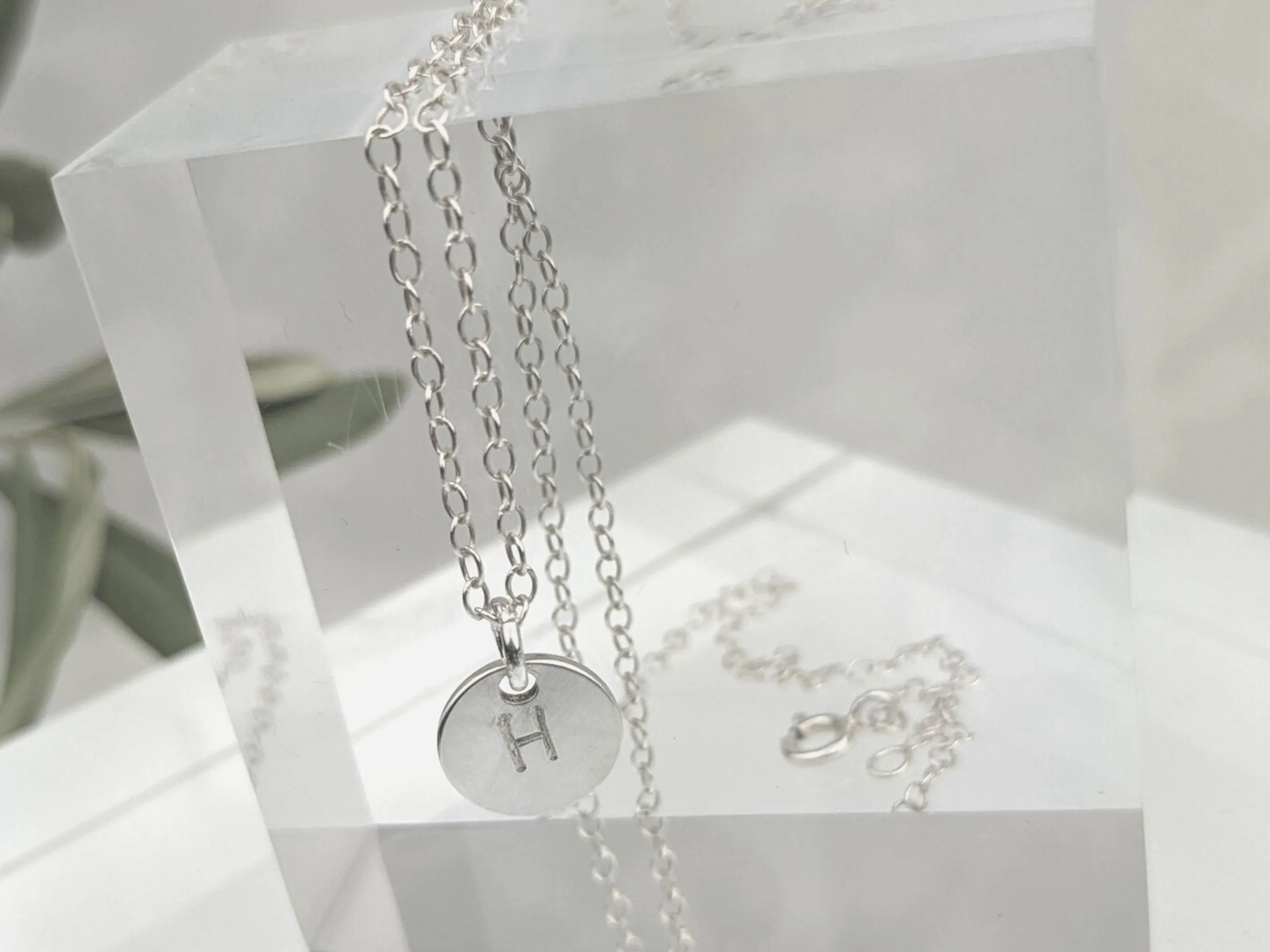 Personalised Initial Necklace// monogram layering necklace, silver name pendant, disc letter pendant, engraved jewellery