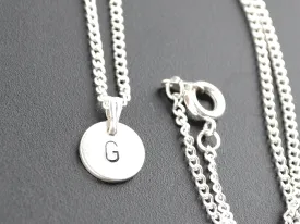 Personalised Initial Necklace// monogram layering necklace, silver name pendant, disc letter pendant, engraved jewellery