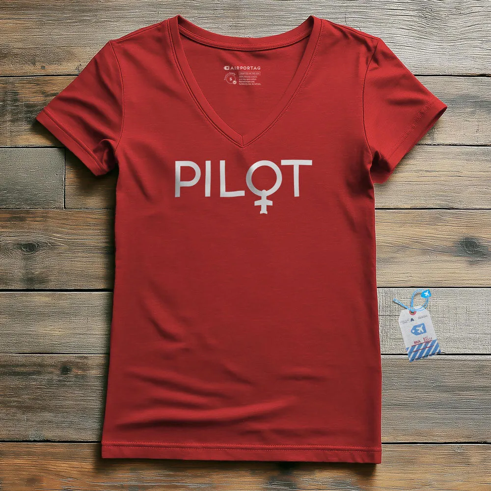 Pilot Woman - Women's V-Neck T-Shirt