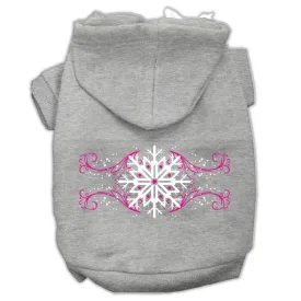 Pink Snowflake Swirls Screenprint Pet Hoodies Grey Size Xl (16)